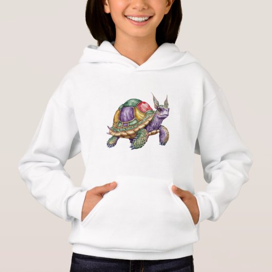 Coole Schildkröte mit grünem Mohawk Hoodie (Vorderseite)