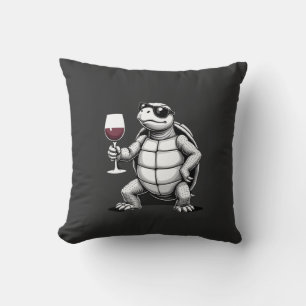 coole Schildkröte trinkt roten Wein Kunstprint_1 ( Kissen