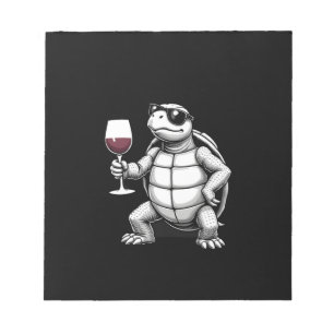 coole Schildkröte trinkt roten Wein Kunstprint_1 ( Notizblock