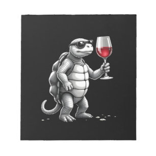 coole Schildkröte trinkt Rotwein Kunstprint_1 (2) Notizblock