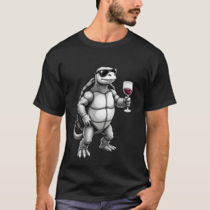 coole Schildkröte trinkt Rotwein Kunstprint_1 (3) T-Shirt