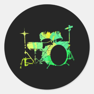Coole Schlagzeug Percussion Vintage Retro Drummer Runder Aufkleber