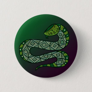 Coole Schlangen-Metallisierte Stammeskunst Button
