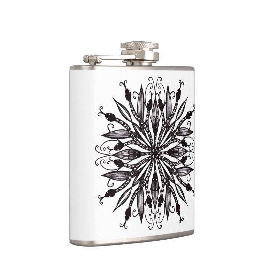 Coole Schlangen schwarz-weiß-botanisch-gotisch Flachmann (Rechts)