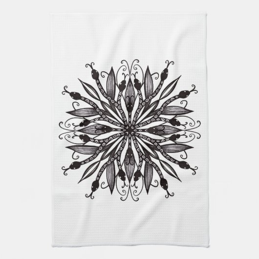 Coole Schlangen schwarz-weiß-botanisch-gotisch Geschirrtuch (Vertikal)