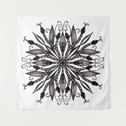 Coole Schlangen schwarz-weiß-botanisch-gotisch Wandteppich (Vorderseite (Horizontal))