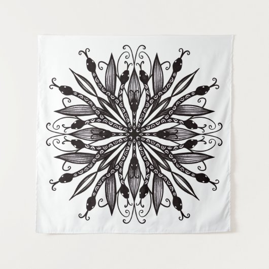 Coole Schlangen schwarz-weiß-botanisch-gotisch Wandteppich (Vorderseite)