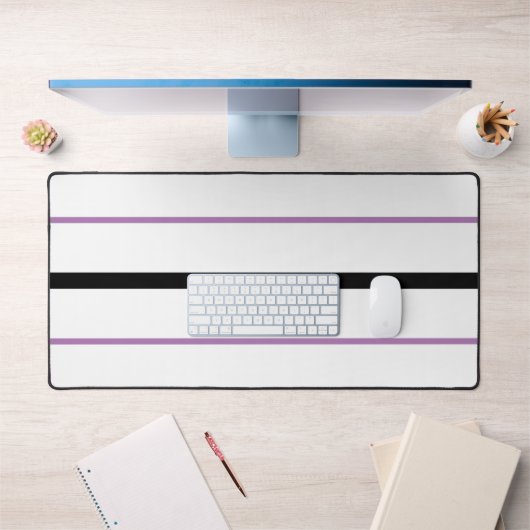 Coole, schlanke, Lila Racing Streifen auf Weiß Schreibtischunterlage (Büro 1)