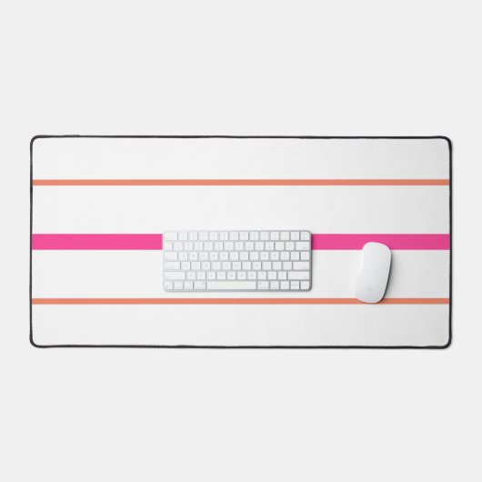 Coole, schlanke, rosa, orangefarbene Streifen auf Schreibtischunterlage (Tastatur & Maus)