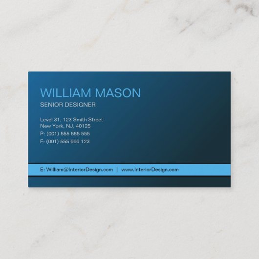 Coole Schlicht Blue and Gray Moderne Visitenkarte (Rückseite)