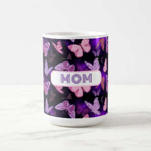 Coole Schmetterlingsblume Mama schwarz und Lila Kaffeetasse