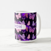 Coole Schmetterlingsblume Mama schwarz und Lila Kaffeetasse (VorderseiteRechts)