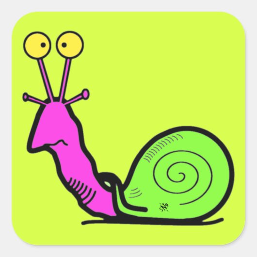 Coole Schneckenzeichnung v4 quadratische Aufkleber (Vorderseite)