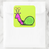 Coole Schneckenzeichnung v4 quadratische Aufkleber (Tasche)