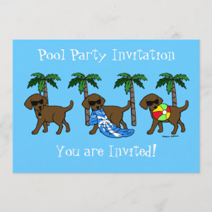 Coole Schokolade Labradors Pool Party Einladung