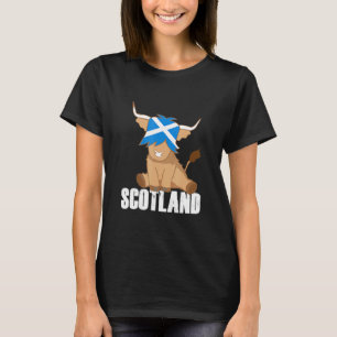Coole Schottland-Flagge Schottische Highland-Kuh T-Shirt