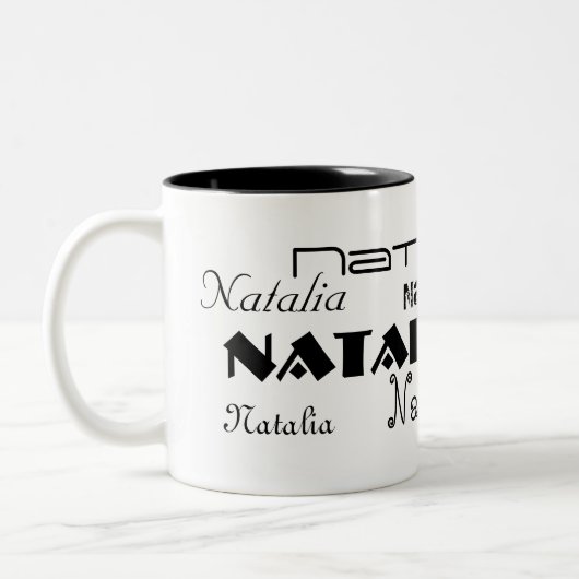 Coole Schriftart Ihr Name Personalisiert Zweifarbige Tasse (Links)