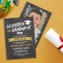 Coole Schwarz-Gelb-Chalk-Celebrate-Graduierungspar
