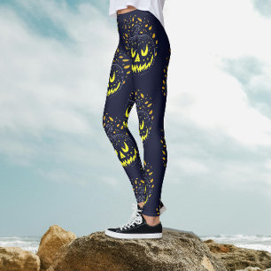 Coole Schwarz-Gelb-Kürbislaterne Kürbis Halloween Leggings