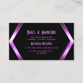 Coole Schwarz Geometrie Rosa Lila Shimmer mit Logo Visitenkarte (Rückseite)