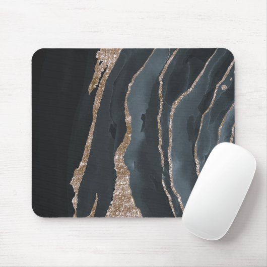 Coole Schwarz-Gold-Marmortextur Mousepad (Mit Mouse)