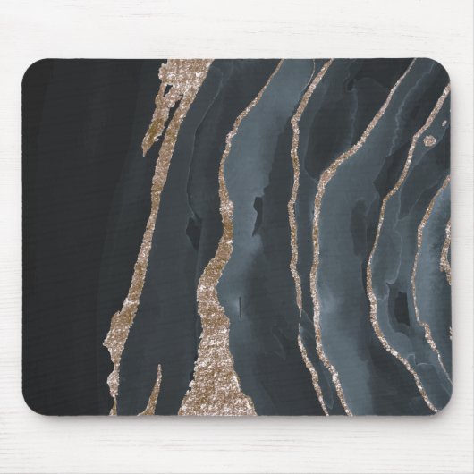 Coole Schwarz-Gold-Marmortextur Mousepad (Vorne)
