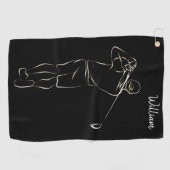 Coole Schwarz-Moderne Ihren Namen klassiges Maskul Golfhandtuch (Horizontal)