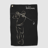 Coole Schwarz-Moderne Ihren Namen klassiges Maskul Golfhandtuch (Vorderseite)