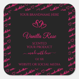 Coole schwarz-rosa Word-Cloud-Produktetiketten Her Quadratischer Aufkleber