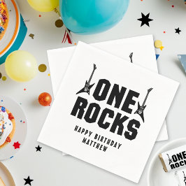 Coole Schwarz-Weiß-Rocks 1. Geburtstag Serviette