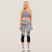 Coole Schwarz-Weiß-Wassertropfen Capri Leggings (Vorderseite)