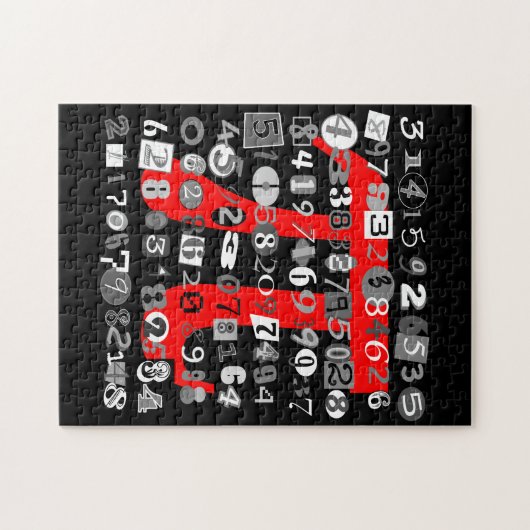 Coole Schwarz-Weiß-Ziffern von Pi Puzzle (Horizontal)