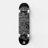 Coole Schwarz-weiße Abstrakte digitale Kunst Skateboard (Vorderseite)