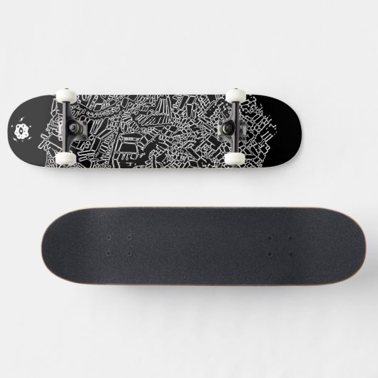 Coole Schwarz-weiße Abstrakte digitale Kunst Skateboard (Horizontal)