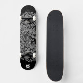 Coole Schwarz-weiße Abstrakte digitale Kunst Skateboard (Vorderseite)