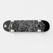 Coole Schwarz-weiße Abstrakte digitale Kunst Skateboard (Horizontal)