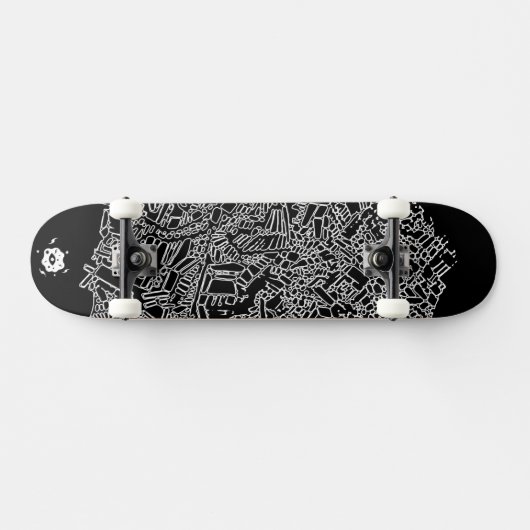 Coole Schwarz-weiße Abstrakte digitale Kunst Skateboard (Horizontal)