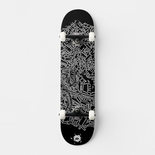 Coole Schwarz-weiße Abstrakte digitale Kunst Skateboard (Vorderseite)