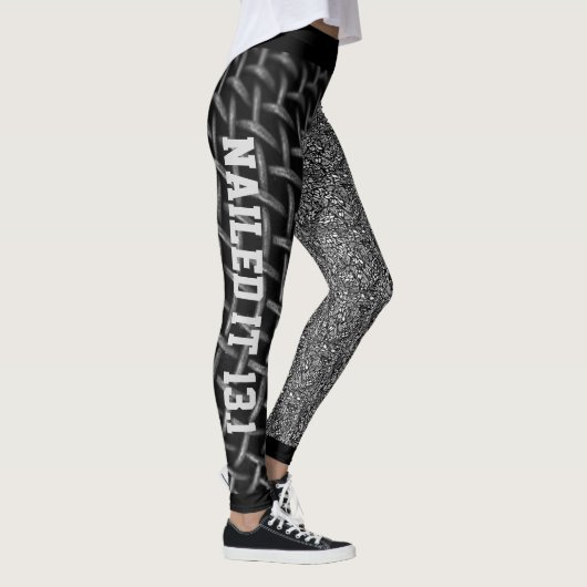 Coole schwarz-weiße Abstrakte Nails Leggings (Rechts)