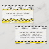 Coole Schwarz-weiße Gelbstreifen-Tribal-Muster Visitenkarte (Vorne/Hinten)