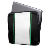 Coole schwarz-weiße Kelly-Grünstreifen Laptopschutzhülle (Vorderseite Links)