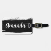 Coole Schwarz-weiße Pinselstriche mit Wasserfarbe, Gepäckanhänger (Vorderseite horizontal)