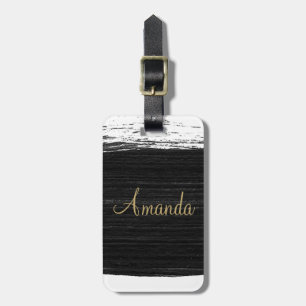 Coole Schwarz-weiße Pinselstriche mit Wasserfarbe, Gepäckanhänger