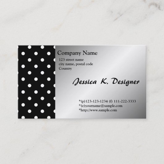 coole schwarz-weiße Polka-Punkte Visitenkarte (Vorderseite)