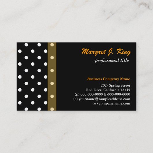 Coole schwarz-weiße Polka-Punkte-Visitenkarten Visitenkarte (Vorderseite)