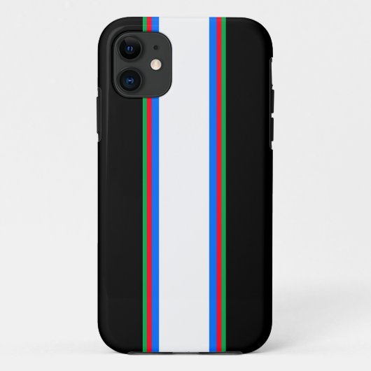 Coole Schwarz-weiße Red Green Blue Racing Streifen Case-Mate iPhone Hülle (Rückseite)