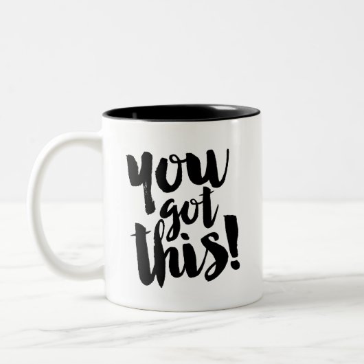 Coole Schwarz-weiße Tassen-Zitat-Motivation got Zweifarbige Tasse (Links)