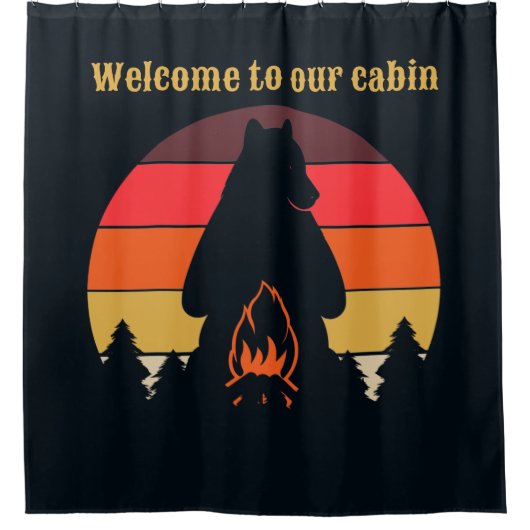 coole schwarze Bärenkabine Duschvorhang (Vorderseite)