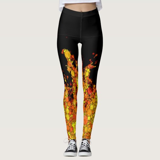 Coole Schwarze Flammen Leggings (Vorderseite)