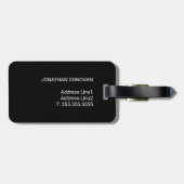 Coole schwarze Imitate Silberstreifen-Monogramm Gepäckanhänger (Rückseite horizontal)